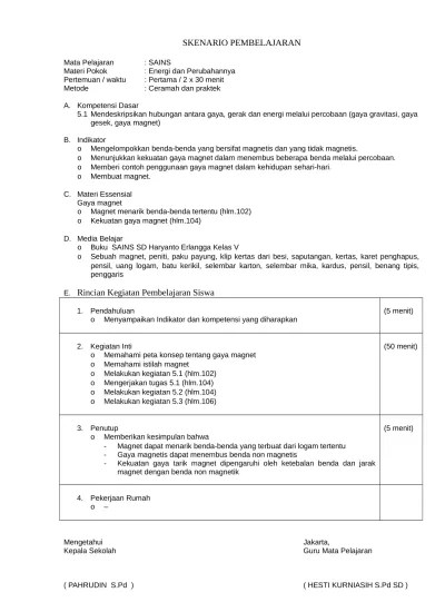 SKENARIO PEMBELAJARAN KD 5.1