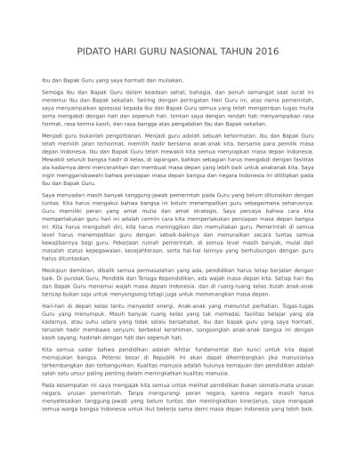 contoh pidato hari guru nasional