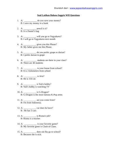 Soal Latihan Bahasa Inggris tentang Animals