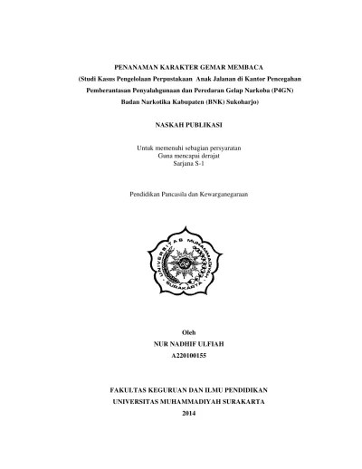 Top PDF PENANAMAN KARAKTER GEMAR MEMBACA (Studi Kasus Pengelolaan  Perpustakaan Anak Jalanan di Kantor Pencegahan Penanaman Karakter Gemar  Membaca Studi Kasus Pengelolaan Perpustakaan Anak Jalanan di Kantor  Pencegahan Pemberantasan Penyalahgunaan dan &hellip;