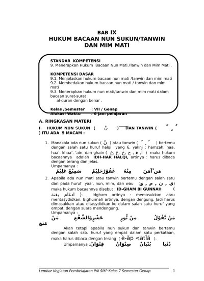 9 alquran hukum nun mati dan mim mati