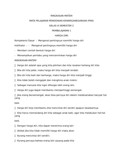 Top PDF Ringkasan Materi PKn Kelas 3 SD/MI Semester 1 dan 2 - 123dok.com