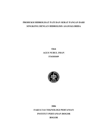 Top PDF Produksi Hidrolisat Pati dan Serat Pangan dari Singkong dengan  Hidrolisis Asam Klorida - 123dok.com