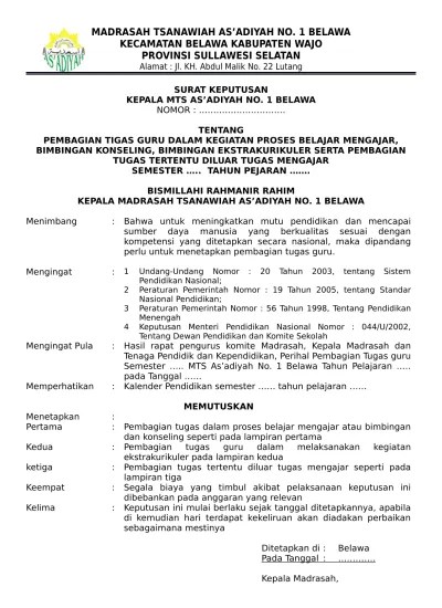 Maybe you would like to learn more about one of these? Sk Pembagian Tugas Dan Konseling