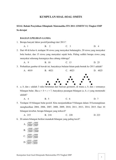 Soal OMITS SMP 2011 2013