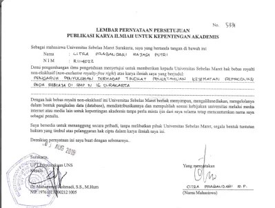 Top PDF Pengaruh Penyuluhan terhadap Tingkat Pengetahuan Kesehatan  Reproduksi pada Remaja SMP N 16 Surakarta IMG 20150806 0001 - 123dok.com