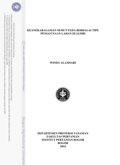 Perbandingan Keanekaragaman Semut (Hymenoptera: Formicidae) Pada Empat Tipe  Ekosistem yang Berbeda
