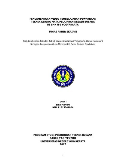 Top PDF PENGEMBANGAN VIDEO PEMBELAJARAN PEWARNAAN TEKNIK KERING MATA  PELAJARAN DESAIN BUSANA DI SMK N 6 YOGYAKARTA. - 123dok.com