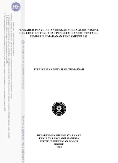 Pengaruh Penyuluhan Dengan Media Audio Visual Dan Leaflet Terhadap  Pengetahuan Ibu Tentang Pemberian Makanan Pendamping Asi.