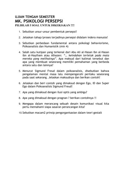 Desain Komunikasi Visual : Soal UTS Psikologi Persepsi.