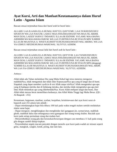 Ayat Kursi arti manfaat
