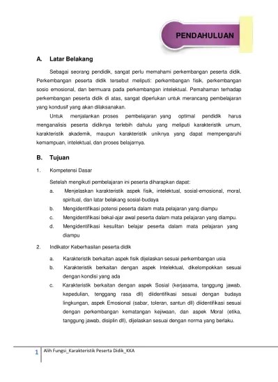 Bahan Bacaan Modul A Karakteristik Peserta Didik Pedagogik