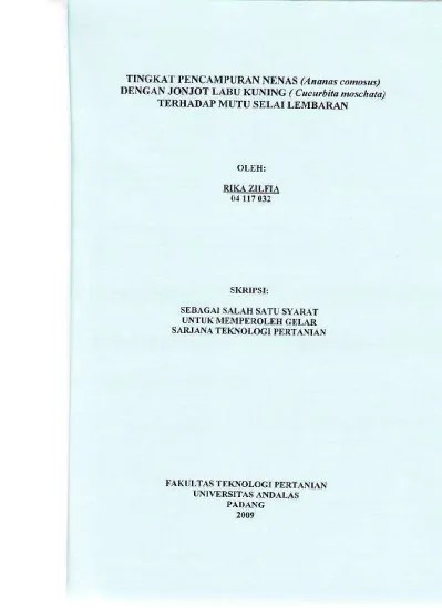 Pembuatan Selai Lembaran Dari Campuran Pepaya (Carica Papaya L) Dan Jonjot  Labu Kuning (Cucurbita Moschata).