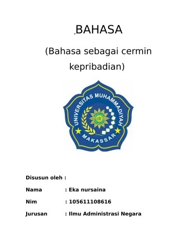 BAHASA (Bahasa sebagai cermin kepribadian