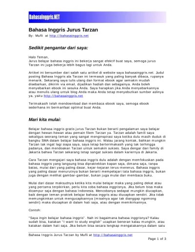 Bahasa Inggris Jurus Tarzan by Mufli at Bahasa Inggris Jurus Tarzan