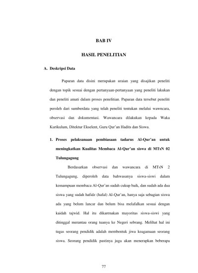 PEMBIASAAN TADARUS AL-QUR’AN DALAM MENINGKATKAN KUALITAS MEMBACA AL-QUR’AN  SISWA DI MTS NEGERI
