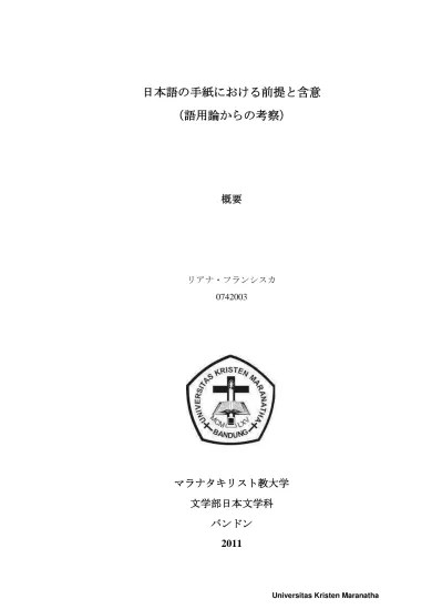 Top PDF Analisis Praanggapan dan Implikatur Dalam Bahasa Surat Bahasa Jepang  (Kajian Pragmatik). - 123dok.com