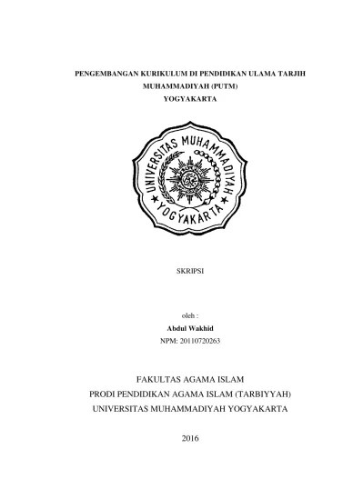 Top PDF PENGEMBANGAN KURIKULUM DI PENDIDIKAN ULAMA TARJIH MUHAMMADIYAH  (PUTM) YOGYAKARTA - 123dok.com