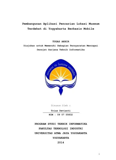 Top PDF PENDAHULUAN Pembangunan Aplikasi Pencarian Lokasi Museum Terdekat  di Yogyakarta Berbasis Mobile. - 123dok.com