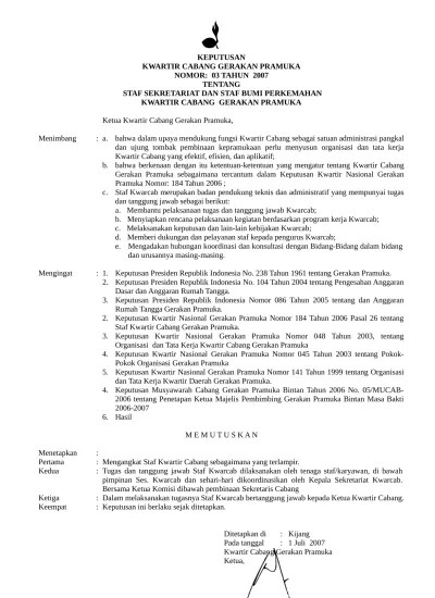 SK organisasi pramuka