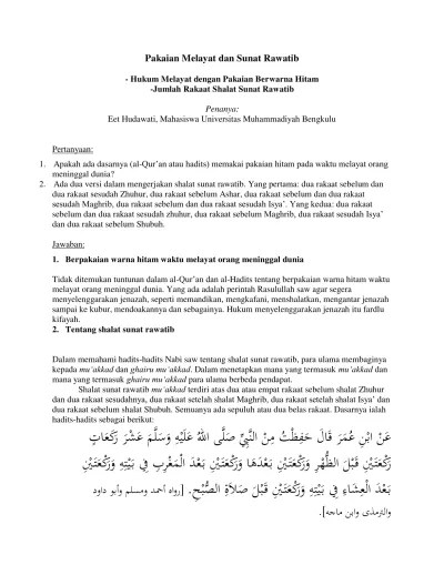 Pakaian Melayat dan Sunat Rawatib