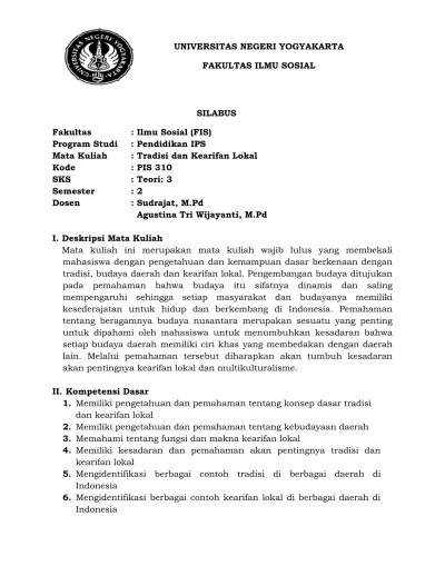 silabus tradisi dan kearifan lokal