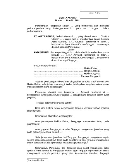 13 Putusan Perdata-Berita Acara (Format Putusan Sela tentang Sumpah  Desicoir)_Final 17052013