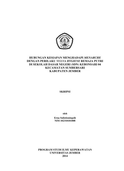 Top PDF Hubungan Pengetahuan Remaja Putri Terhadap Kesiapan Dalam  Menghadapi Menarche di SD AL-Azhar Medan. - 123dok.com