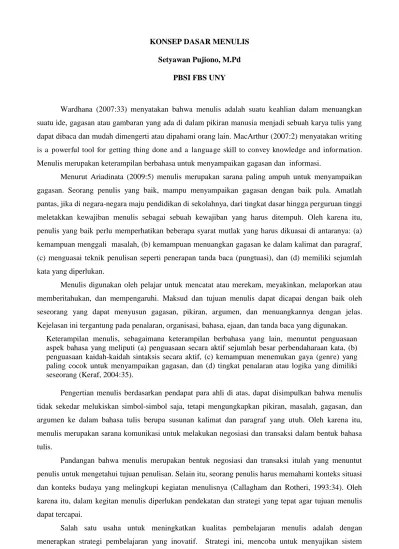 KONSEP DASAR MENULIS