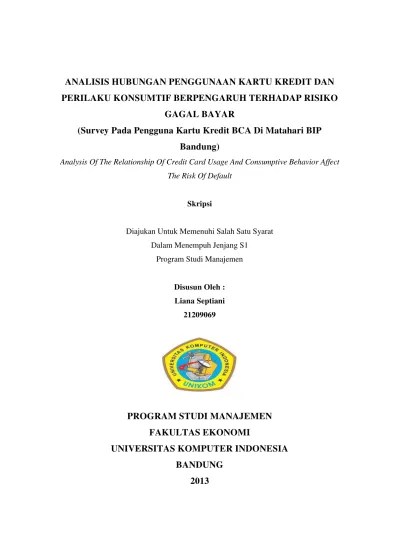 Top PDF Analisis Penggunaan Kartu Kredit dan Perilaku Konsumtif Berpengaruh  terhadap Risiko Gagal Bayar - 123dok.com