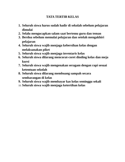 Contoh Tata Tertib Kelas Untuk Guru dan Wali Kelas (Tampilan Menarik) -  Administrasi Sekolah tata tertib kelas
