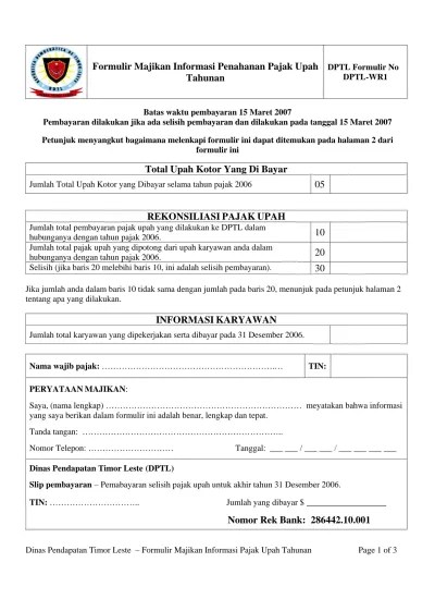 2006 Annual wages tax information form id