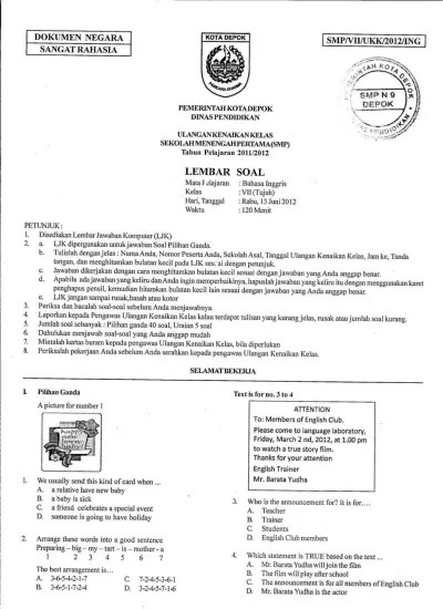 Top PDF Soal Bahasa Inggris Kelas 7 - 123dok.com