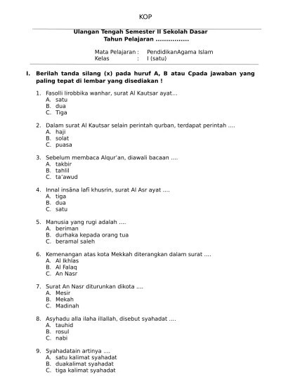1. PAI , KLS I , UTS 2