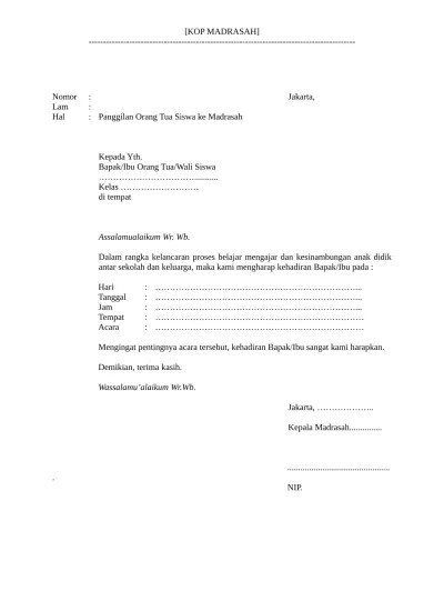 4.6 Surat Panggilan Orang Tua Siswa