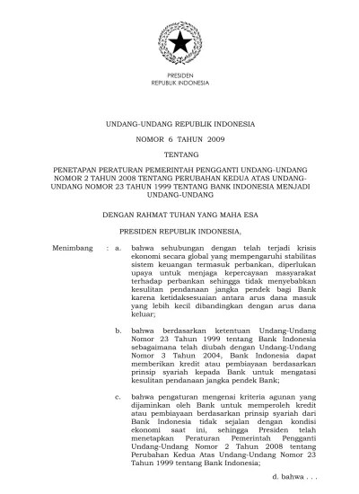 Top PDF “Undang-Undang Nomor 23 Tahun 1999 Tentang Bank Indonesia (UU Bank  Indonesia)” - 123dok.com