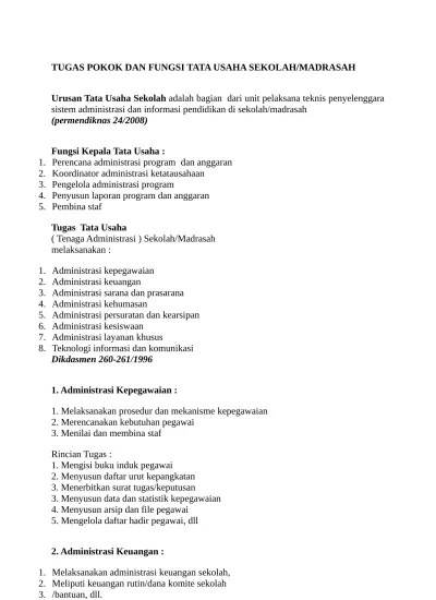 TUGAS POKOK DAN FUNGSI TATA USAHA SEKOLAH