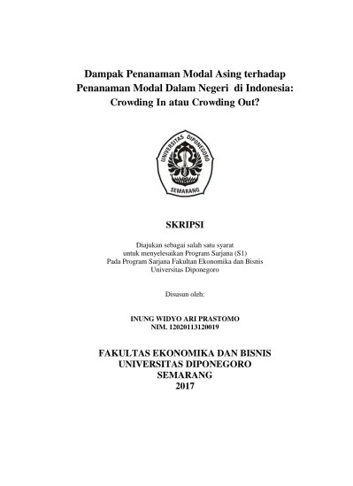 Top PDF Dampak Penanaman Modal Asing terhadap Penanaman Modal Dalam Negeri  di Indonesia: Crowding In atau Crowding Out? - Diponegoro University |  Institutional Repository (UNDIP-IR) - 123dok.com