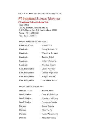 PROFIL PT INDOFOOD SUKSES MAKMUR Tbk