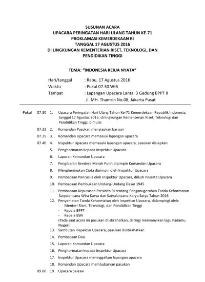 SUSUNAN ACARA HUT RI