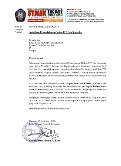 Surat sosialisai Seamolec