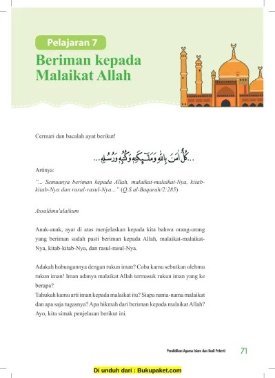 Pelajaran 7 Beriman Kepada Malaikat Allah