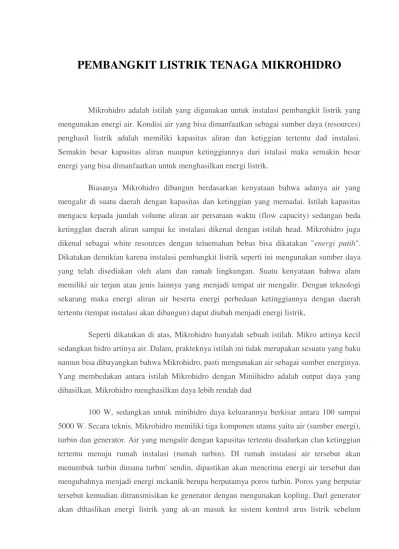 PEMBANGKIT LISTRIK TENAGA MIKROHIDRO