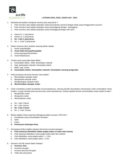 Latihan Soal soal Ujian AAJI 2013 1 3 1