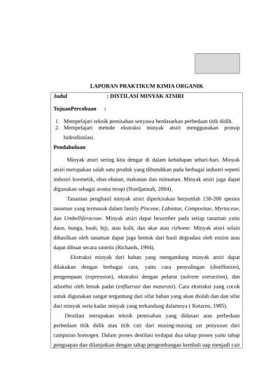 Laporan Praktikum Kimia Organik Destilas