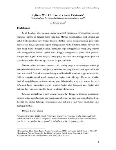 Aplikasi Web 1.0. : E-mail - Surat Elektronik (membuat dan berkomunikasi  menggunakan e-mail)