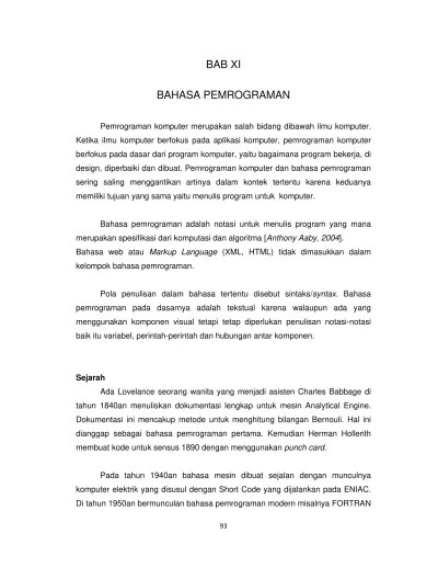 BAB XI BAHASA PEMROGRAMAN - BAB XI