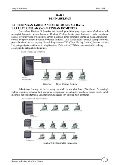 BAB 1 PENDAHULUAN 1.1 HUBUNGAN JARINGAN DAN KOMUNIKASI DATA 1.1.1 LATAR  BELAKANG JARINGAN KOMPUTER - Jaringan Komputer