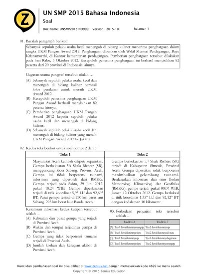 Top PDF UN SMP 2015 Bahasa Indonesia - 123dok.com