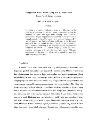 Top PDF Menggunakan Bahasa Indonesia yang Baik dan Benar sesuai dengan  Kaidah abstrak Inggris - 123dok.com